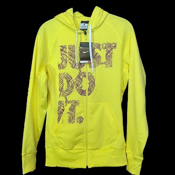 NEW with tags - XS Women's "Just Do It" NIKE Zip Therma-Fit Yellow Hoodie - Picture 2 of 8